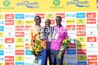 From left to right:Stanley Biwott 2nd, Mo Farah winner and Mike Kigen 3rd in the mens Morrisons Great North Run. Photo: David T. Hewitson/Sports for All Pics